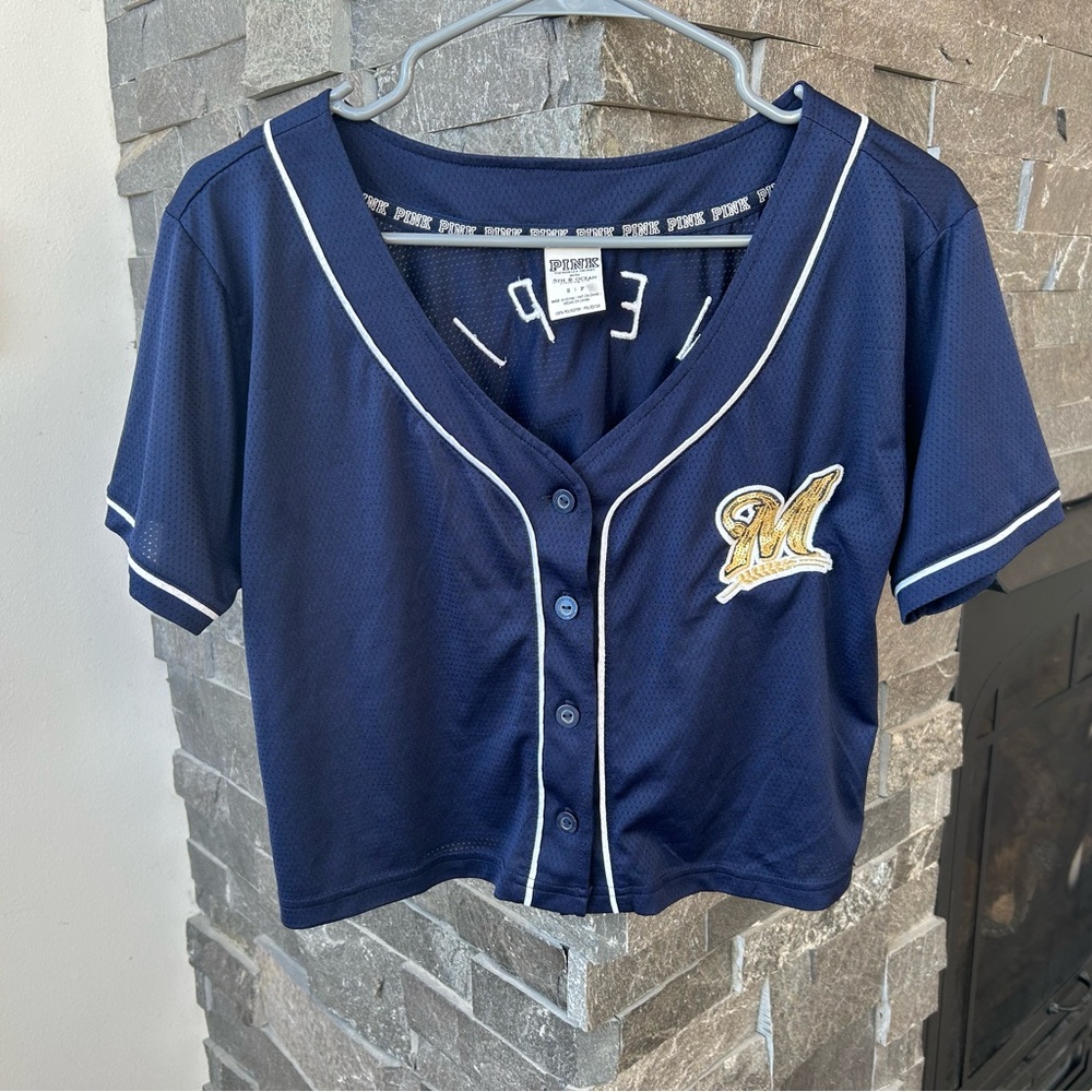 PINK Victoria's Secret Milwaukee Brewers Cropped Jersey